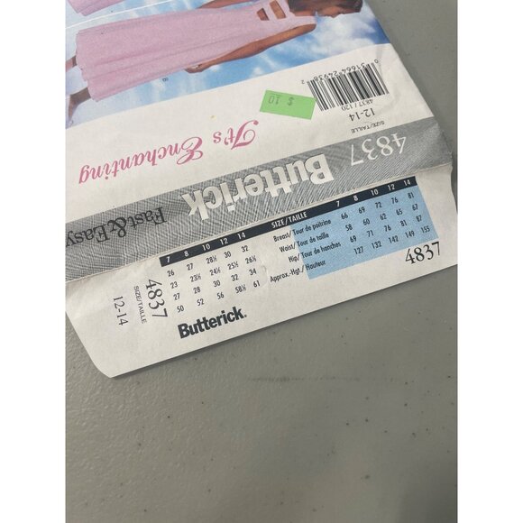 Y2K Butterick 4837 Sewing Pattern 12-14 Girls Sleeveless Dress Vintage UNCUT - Picture 4 of 6